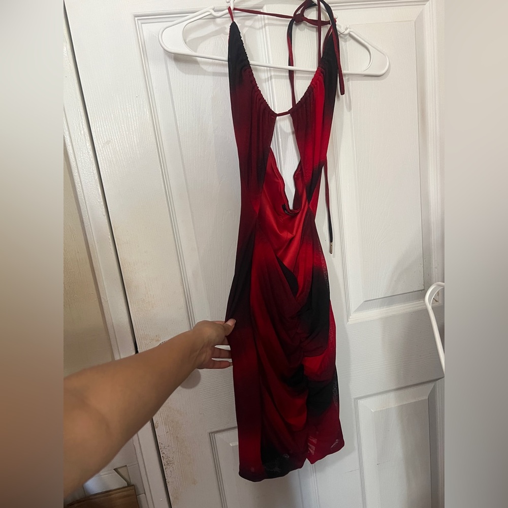 Red and Black Halter Dress